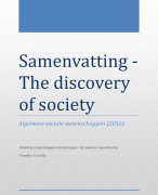 Samenvatting: inleiding maatschappijwetenschappen Discovery of society hoofdstuk 0-15 + aantekeningen hoorcolleges (2016)