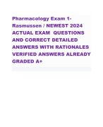 Pharmacology Exam 1- Rasmussen / NEWEST 2024 ACTUAL EXAM QUESTIONS AND CORRECT DETAILED ANSWERS WITH RATIONALES VERIFIED ANSWERS ALREADY GRADED A+