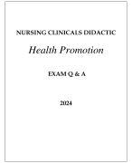 NURSING CLINICALS DIDACTIC HEALTH PROMOTION EXAM Q & A WITH RATIONALES 2024