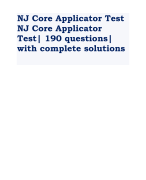 NJ Core Applicator Test NJ Core Applicator Test| 190 questions| with complete solutions