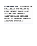Fire Officer final / FIRE OFFICER FINAL EXAM AND PRACTICE EXAM NEWEST EXAM 2024 / 2025 ACTUAL EXAM 6