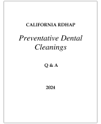 CALIFORNIA RDHAP PREVENTATIVE DENTAL CLEANINGS CERTIFICATION ASSESSMENT Q & A 2024