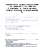CORRECTIONAL COUNSELOR (CC1) EXAM CDCR ONLINE PRACTICE EXAM AND STUDY GUIDE | ALL QUESTIONS AND CORRECT ANSWERS | ALREADY GRADED A+