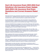 Xcel Life Insurance Exam 2023-2024 Xcel  Solutions Life Insurance Exam Update  2023-2024 Life Insura