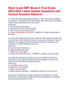 West Coast EMT Block 4 Final Exam 2023-2024 Latest Update Questions 