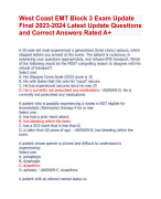 West Coast EMT Block 3 Exam Update  Final 2023-2024 Latest Update Questions  