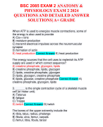 BSC 2085 EXAM 2 ANATOMY & PHYSIOLOGY EXAM 2 2024 QUESTIONS AND DETAILED ANSWER SOLUTIONS| A+ GRADE