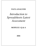 DATA ANALYSIS INTRODUCTION TO SPREADSHEETS LATEST ASSESSMENT MODULE 1 Q & A 2024