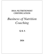 ISSA NUTRITIONIST CERTIFICATION BUSINESS OF NUTRITION COACHING Q & A 2024