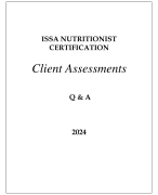 ISSA NUTRITIONIST CERTIFICATION CLIENT ASSESSMENTS Q & A 2024
