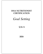 ISSA NUTRITIONIST CERTIFICATION GOAL SETTING Q & A 2024