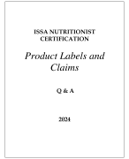 ISSA NUTRITIONIST CERTIFICATION PRODUCT LABELS AND CLAIMS Q & A 2024