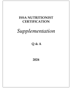 ISSA NUTRITIONIST CERTIFICATION SUPPLEMENTATION Q & A 2024