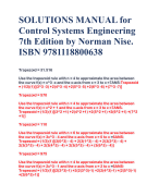 SOLUTIONS MANUAL for  Control Systems Engineering  7th Edition by Norman Nise. ISBN 9781118800638