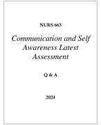 NURS 663 COMMUNICATION AND SELF AWARENESS LATEST ASSESSMENT Q & A 2024  (DREXEL UNI)