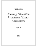 NURS 618 NURSING EDUCATION PRACTICUM I LATEST ASSESSMENT Q & A 2024  (DREXEL UNI)