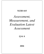 NURS 615 ASSESSMENT, MEASUREMENT, AND EVALUATION LATEST ASSESSMENT Q & A 2024  (DREXEL UNI)