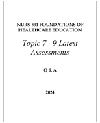 NURS 591 FOUNDATIONS OF HEALTH EDUCATION TOPIC 7 - 9 LATEST ASSESSMENTS Q & A 2024  (DREXEL UNI)