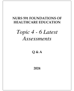 NURS 591 FOUNDATIONS OF HEALTH EDUCATION TOPIC 4 - 6 LATEST ASSESSMENTS Q & A 2024  (DREXEL UNI)