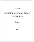 LSTU 551 COMPLIANCE SKILLS LATEST ASSESSMENT Q & A 2024  (DREXEL UNI)