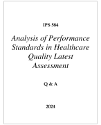 IPS 584 ANALYSIS OF PERFORMANCE STANDARDS IN HEALTHCARE QUALITY LATEST ASSESSMENT Q & A 2024  (DREXEL UNI)