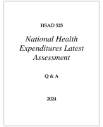 HSAD 525 NATIONAL HEALTH EXPENDITURES LATEST ASSESSMENT Q & A 2024  (DREXEL UNI)