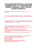 NR 565 MIDTERM EXAM 2024 | ADVANCED PHARMACOLOGY | ALL QUESTIONS AND CORRECT ANSWERS | LATEST EDITION | ALREADY GRADED A+