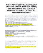 NR565 ADVANCED PHARMACOLOGY MIDTERM ONLINE PRACTICE EXAM | 300+ QUESTIONS AND CORRECT ANSWERS (ALREADY GRADED A+) | PROFESSOR VERIFIED