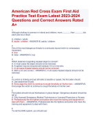 practice Test Exam Latest 2023-2024  Questions and Correct Answers Rated  A+
