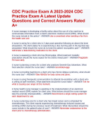CDC  Practice Exam A Latest Update  Questions and Correct Answers