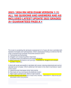 2023 / 2024 RN HESI EXIT EXAM VERSION 3 (V3) ALL 160 QUESTION AND ANSWERS LATEST UPDATE GRADED A+ GUARANTEED PASS A+