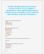 PATHO 370 MIDTERM EXAMS TEST  BANK WITH ACTUAL CORRECT  QUESTIONS AND VERIFIED DETAILED  RATIONALES ANSWERS LATEST UPDATE  2024 NEWEST ALREADY GRADED A+