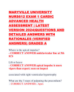 MARYVILLE UNIVERSITY NURS612 EXAM 1 CARDIC ADVANCED HEALTH ASSESSMENT | LATEST VERSION 2024|QUESTIONS AND DETAILED ANSWERS WITH RATIONALES (VERIFIED ANSWERS) GRADED A