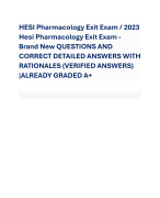 HESI Pharmacology Exit Exam / 2023 Hesi Pharmacology Exit Exam - Brand New QUESTIONS AND CORRECT DETAILED ANSWERS WITH RATIONALES (VERIFIED ANSWERS) |ALREADY GRADED A+