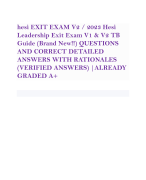 hesi EXIT EXAM V2 / 2023 Hesi Leadership Exit Exam V1 & V2 TB Guide (Brand New!!) QUESTIONS AND CORRECT DETAILED ANSWERS WITH RATIONALES (VERIFIED ANSWERS) |ALREADY GRADED A+