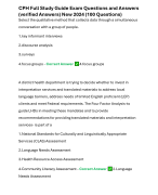 CPH Full Study Guide Exam Questions and Answers (verified Answers) New 2024 (100 Questions)