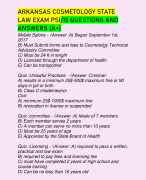 ARKANSAS COSMETOLOGY STATE LAW EXAM PSI/15 QUESTIONS AND ANSWERS (A+)