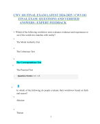 CWV 101 FINAL EXAM LATEST 2024-2025 / CWV101 FINAL EXAM QUESTIONS AND VERIFIED ANSWERS | EXPERT FEEDBACK