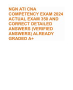 NGN ATI CNA  COMPETENCY EXAM 2024 ACTUAL EXAM 350 AND  CORRECT DETAILED  ANSWERS (VERIFIED  ANSWERS) ALREADY  GRADED A+