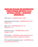KAPLAN NCLEX RN NUTRITION PROCTORED NEWEST 2024 ACTUAL EXAM | ALREADY GRADED A+