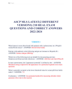 ASCP MLS LATEST(2 DIFFERENT VERSIONS) 210 REAL EXAM QUESTIONS AND CORRECT ANSWERS 2023-24