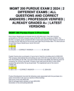 MGMT 200 PURDUE EXAM 2 2024 | 2 DIFFERENT EXAMS | ALL QUESTIONS AND CORRECT ANSWERS | PROFESSOR VERIFIED | ALREADY GRADED A+ | LATEST VERSIONS