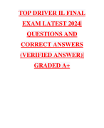TOP DRIVER IL FINAL EXAM LATEST 2024| QUESTIONS AND CORRECT ANSWERS (VERIFIED ANSWER)| GRADED A+