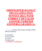 FIREFIGHTER HAZMAT OPS EXAMINATION NEWEST 2024 | WITH CORRECT DETAILED ANSWER (VERIFIED ANSWERS)| GRADED A+
