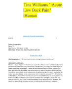  IHUMAN WEEK 9 CASE STUDY Tina Williams LOWER BACK PAIN –SEVERE ATRAUMATIC LATEST UPDATE 2024CASE STUDY