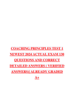 COACHING PRINCIPLES TEST 1 NEWEST 2024 ACTUAL EXAM 130 QUESTIONS AND CORRECT DETAILED ANSWERS ( VERIFIED ANSWERS)| ALREADY GRADED A+