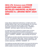 HESI LPN- Entrance exam EXAM QUESTIONS AND CORRECT  DETAILED ANSWERS |ALREADY  GRADED A+ (BRAND NEW!! 2024/  2025