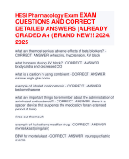 HESI Pharmacology Exam EXAM QUESTIONS AND CORRECT  DETAILED ANSWERS |ALREADY  GRADED A+ (BRAND NEW!! 2024/  2025
