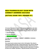 HESI PHARMACOLOGY EXAM WITH  CORRECT ANSWERS 2023\2024 [ACTUAL EXAM 100% GRADED A+]