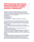 HESI Pharmacology Exam Practice EXAM QUESTIONS AND CORRECT  DETAILED ANSWERS |ALREADY  GRADED A+ (BRAND NEW!